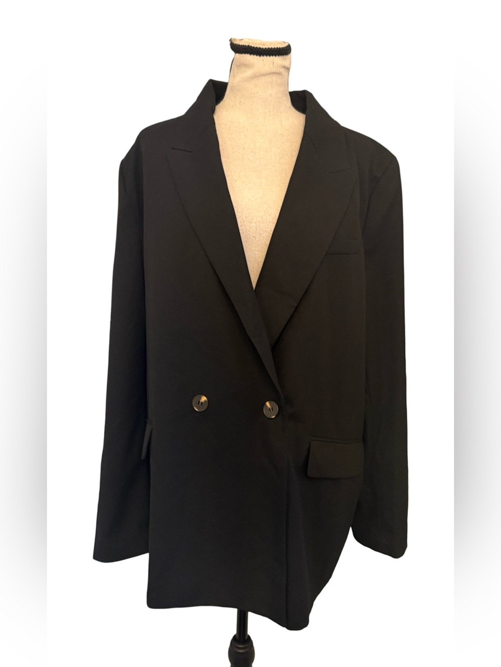 H&M Women’s XL Black Oversized Double Breasted Blazer NWT